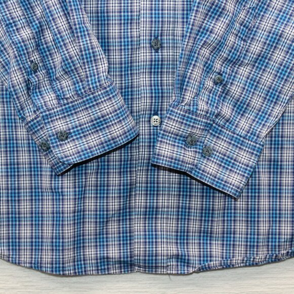Ariat Pro Series 2XL Fitted Long Sleeve Blue Checkered Cowboy Western Shirt - Picture 8 of 12